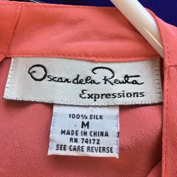 🚨 GONE TODAY🚨Oscar De La Renta Coral Silk Top - Picture 5 of 8